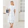 image:imageEkouaer Cotton Long Nightgowns for Women Short Sleeve Night Gown Button House Dress Lace Trim Soft Sleep ShirtWhite Blue Floral