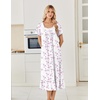 image:imageEkouaer Cotton Long Nightgowns for Women Short Sleeve Night Gown Button House Dress Lace Trim Soft Sleep ShirtWhite Pink Floral