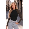 image:imageEkouaer Lace Long Sleeve Tops for Women Mock Turtleneck Mesh Shirts Sexy See Through Mesh Undershirts Fashion Going Out TeesBlack