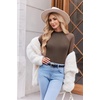 image:imageEkouaer Lace Long Sleeve Tops for Women Mock Turtleneck Mesh Shirts Sexy See Through Mesh Undershirts Fashion Going Out TeesBrown
