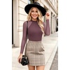 image:imageEkouaer Lace Long Sleeve Tops for Women Mock Turtleneck Mesh Shirts Sexy See Through Mesh Undershirts Fashion Going Out TeesMagenta