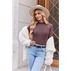 image:imageEkouaer Lace Long Sleeve Tops for Women Mock Turtleneck Mesh Shirts Sexy See Through Mesh Undershirts Fashion Going Out TeesMagenta