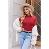 image:imageEkouaer Lace Long Sleeve Tops for Women Mock Turtleneck Mesh Shirts Sexy See Through Mesh Undershirts Fashion Going Out TeesRed