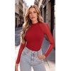 image:imageEkouaer Lace Long Sleeve Tops for Women Mock Turtleneck Mesh Shirts Sexy See Through Mesh Undershirts Fashion Going Out TeesRed