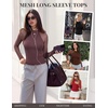 image:imageEkouaer Lace Long Sleeve Tops for Women Mock Turtleneck Mesh Shirts Sexy See Through Mesh Undershirts Fashion Going Out TeesWhtie