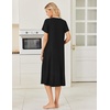 image:imageEkouaer Long Nightgown for Women Short Sleeve Henley Sleepshirt with Pocket  Floral House Dress for Women Button Nightgowns Pleated Full Length Sleep Dress Pluse Size Sleep Dress with Lace S3XLBlack