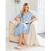 image:imageEkouaer Long Nightgown for Women Short Sleeve Henley Sleepshirt with Pocket  Floral House Dress for Women Button Nightgowns Pleated Full Length Sleep Dress Pluse Size Sleep Dress with Lace S3XLLight Blue Floral