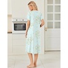 image:imageEkouaer Long Nightgown for Women Short Sleeve Henley Sleepshirt with Pocket  Floral House Dress for Women Button Nightgowns Pleated Full Length Sleep Dress Pluse Size Sleep Dress with Lace S3XLGreen Daisy