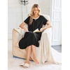 image:imageEkouaer Long Nightgown for Women Short Sleeve Henley Sleepshirt with Pocket  Floral House Dress for Women Button Nightgowns Pleated Full Length Sleep Dress Pluse Size Sleep Dress with Lace S3XLBlack