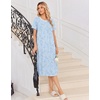 image:imageEkouaer Long Nightgown for Women Short Sleeve Henley Sleepshirt with Pocket  Floral House Dress for Women Button Nightgowns Pleated Full Length Sleep Dress Pluse Size Sleep Dress with Lace S3XLLight Blue Flowers