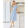image:imageEkouaer Long Nightgown for Women Short Sleeve Henley Sleepshirt with Pocket  Floral House Dress for Women Button Nightgowns Pleated Full Length Sleep Dress Pluse Size Sleep Dress with Lace S3XLLight Blue Floral
