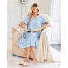 image:imageEkouaer Long Nightgown for Women Short Sleeve Henley Sleepshirt with Pocket  Floral House Dress for Women Button Nightgowns Pleated Full Length Sleep Dress Pluse Size Sleep Dress with Lace S3XLLight Blue Flowers