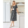image:imageEkouaer Long Nightgown for Women Short Sleeve Henley Sleepshirt with Pocket  Floral House Dress for Women Button Nightgowns Pleated Full Length Sleep Dress Pluse Size Sleep Dress with Lace S3XLBlack Blue Flower