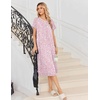 image:imageEkouaer Long Nightgown for Women Short Sleeve Henley Sleepshirt with Pocket  Floral House Dress for Women Button Nightgowns Pleated Full Length Sleep Dress Pluse Size Sleep Dress with Lace S3XLPink Floral