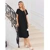 image:imageEkouaer Long Nightgown for Women Short Sleeve Henley Sleepshirt with Pocket  Floral House Dress for Women Button Nightgowns Pleated Full Length Sleep Dress Pluse Size Sleep Dress with Lace S3XLBlack