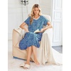 image:imageEkouaer Long Nightgown for Women Short Sleeve Henley Sleepshirt with Pocket  Floral House Dress for Women Button Nightgowns Pleated Full Length Sleep Dress Pluse Size Sleep Dress with Lace S3XLBlue Ditsy Floral