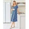 image:imageEkouaer Long Nightgown for Women Short Sleeve Henley Sleepshirt with Pocket  Floral House Dress for Women Button Nightgowns Pleated Full Length Sleep Dress Pluse Size Sleep Dress with Lace S3XLBlue Ditsy Floral