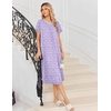 image:imageEkouaer Long Nightgown for Women Short Sleeve Henley Sleepshirt with Pocket  Floral House Dress for Women Button Nightgowns Pleated Full Length Sleep Dress Pluse Size Sleep Dress with Lace S3XLPurple Flower