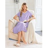 image:imageEkouaer Long Nightgown for Women Short Sleeve Henley Sleepshirt with Pocket  Floral House Dress for Women Button Nightgowns Pleated Full Length Sleep Dress Pluse Size Sleep Dress with Lace S3XLPurple Flower