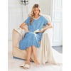 image:imageEkouaer Long Nightgown for Women Short Sleeve Henley Sleepshirt with Pocket  Floral House Dress for Women Button Nightgowns Pleated Full Length Sleep Dress Pluse Size Sleep Dress with Lace S3XLBlue Flower