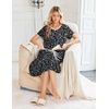 image:imageEkouaer Long Nightgown for Women Short Sleeve Henley Sleepshirt with Pocket  Floral House Dress for Women Button Nightgowns Pleated Full Length Sleep Dress Pluse Size Sleep Dress with Lace S3XLBlack Blue Flower