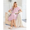 image:imageEkouaer Long Nightgown for Women Short Sleeve Henley Sleepshirt with Pocket  Floral House Dress for Women Button Nightgowns Pleated Full Length Sleep Dress Pluse Size Sleep Dress with Lace S3XLPink Floral