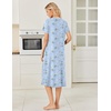 image:imageEkouaer Long Nightgown for Women Short Sleeve Henley Sleepshirt with Pocket  Floral House Dress for Women Button Nightgowns Pleated Full Length Sleep Dress Pluse Size Sleep Dress with Lace S3XLLight Blue Floral