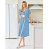 image:imageEkouaer Long Nightgown for Women Short Sleeve Henley Sleepshirt with Pocket  Floral House Dress for Women Button Nightgowns Pleated Full Length Sleep Dress Pluse Size Sleep Dress with Lace S3XLBlue Flower