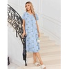 image:imageEkouaer Long Nightgown for Women Short Sleeve Henley Sleepshirt with Pocket  Floral House Dress for Women Button Nightgowns Pleated Full Length Sleep Dress Pluse Size Sleep Dress with Lace S3XLLight Blue Floral