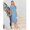 image:imageEkouaer Long Nightgown for Women Short Sleeve Henley Sleepshirt with Pocket  Floral House Dress for Women Button Nightgowns Pleated Full Length Sleep Dress Pluse Size Sleep Dress with Lace S3XLBlue Flower