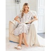 image:imageEkouaer Long Nightgown for Women Short Sleeve Henley Sleepshirt with Pocket  Floral House Dress for Women Button Nightgowns Pleated Full Length Sleep Dress Pluse Size Sleep Dress with Lace S3XLPink White Flower