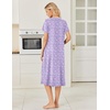 image:imageEkouaer Long Nightgown for Women Short Sleeve Henley Sleepshirt with Pocket  Floral House Dress for Women Button Nightgowns Pleated Full Length Sleep Dress Pluse Size Sleep Dress with Lace S3XLPurple Flower