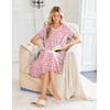 image:imageEkouaer Long Nightgown for Women Short Sleeve Henley Sleepshirt with Pocket  Floral House Dress for Women Button Nightgowns Pleated Full Length Sleep Dress Pluse Size Sleep Dress with Lace S3XLPink Flower