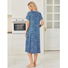 image:imageEkouaer Long Nightgown for Women Short Sleeve Henley Sleepshirt with Pocket  Floral House Dress for Women Button Nightgowns Pleated Full Length Sleep Dress Pluse Size Sleep Dress with Lace S3XLBlue Ditsy Floral