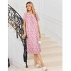 image:imageEkouaer Long Nightgown for Women Short Sleeve Henley Sleepshirt with Pocket  Floral House Dress for Women Button Nightgowns Pleated Full Length Sleep Dress Pluse Size Sleep Dress with Lace S3XLPink Flower