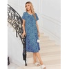 image:imageEkouaer Long Nightgown for Women Short Sleeve Henley Sleepshirt with Pocket  Floral House Dress for Women Button Nightgowns Pleated Full Length Sleep Dress Pluse Size Sleep Dress with Lace S3XLBlue Ditsy Floral