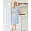 image:imageEkouaer Long Nightgown for Women Short Sleeve Henley Sleepshirt with Pocket  Floral House Dress for Women Button Nightgowns Pleated Full Length Sleep Dress Pluse Size Sleep Dress with Lace S3XLLight Blue Flowers