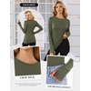 image:imageEkouaer Long Sleeve Shirts for Women Crew Neck Undershirt with Thumb HolesArmy Green