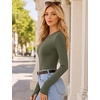 image:imageEkouaer Long Sleeve Shirts for Women Crew Neck Undershirt with Thumb HolesArmy Green