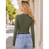 image:imageEkouaer Long Sleeve Shirts for Women Crew Neck Undershirt with Thumb HolesArmy Green