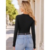 image:imageEkouaer Long Sleeve Shirts for Women Crew Neck Undershirt with Thumb HolesBlack