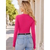 image:imageEkouaer Long Sleeve Shirts for Women Crew Neck Undershirt with Thumb HolesHot Pink