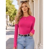 image:imageEkouaer Long Sleeve Shirts for Women Crew Neck Undershirt with Thumb HolesHot Pink