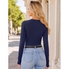 image:imageEkouaer Long Sleeve Shirts for Women Crew Neck Undershirt with Thumb HolesNavy Blue
