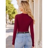 image:imageEkouaer Long Sleeve Shirts for Women Crew Neck Undershirt with Thumb HolesRed