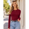 image:imageEkouaer Long Sleeve Shirts for Women Crew Neck Undershirt with Thumb HolesRed