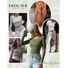 image:imageEkouaer Long Sleeve Shirts for Women Scoop Neck Tight Slim Basic Fitted TopBlack