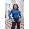 image:imageEkouaer Turtleneck Shirt Women Long Sleeve Mock Neck Slim Fit Tops Thermal Base Layer Soft Lightweight Stretch UndershirtsBright Blue