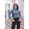image:imageEkouaer Turtleneck Shirt Women Long Sleeve Mock Neck Slim Fit Tops Thermal Base Layer Soft Lightweight Stretch UndershirtsGray Blue