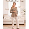 image:imageEkouaer Womens 3 Pack Maternity Shirts Long Sleeve V Neck with Split Side Pregnancy Tops Casual Basic Clothes S2XLBlackKhakiBeige